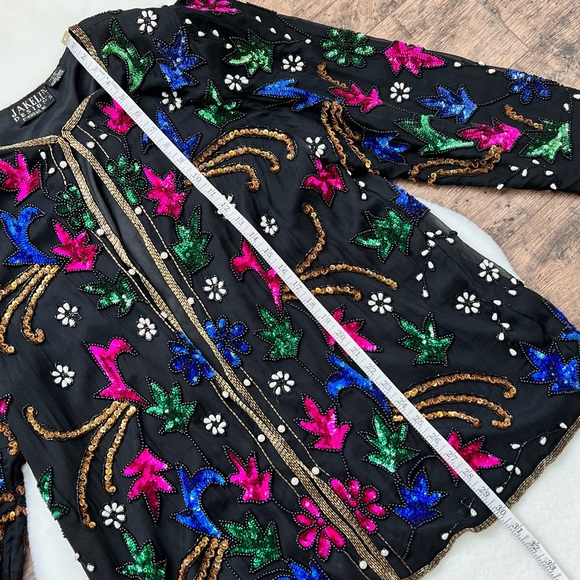 Jakelin Designs Vintage Beaded Sequin Silk Jacket 2X - Picture 15 of 16